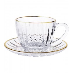 Xícara 200ml Victoria Em Vidro Com Borda Dourada
